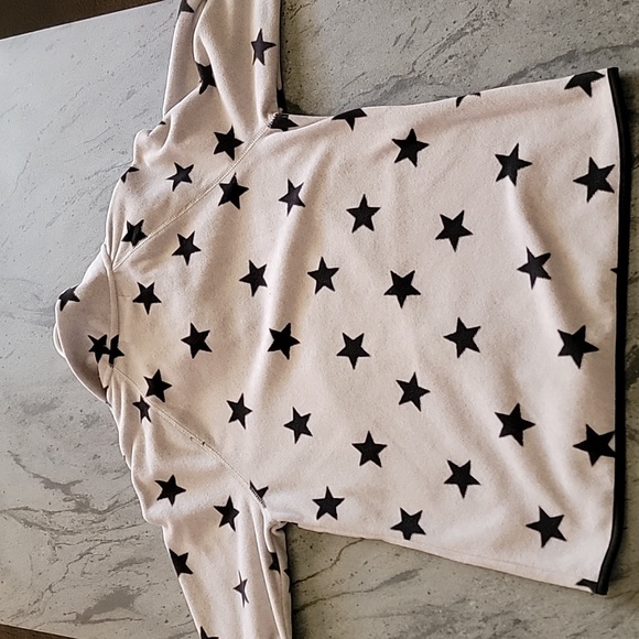 H&M Girl's Patterned Fleece Jacket light gray with navy blue stars size 10-12Y - Picture 9 of 9